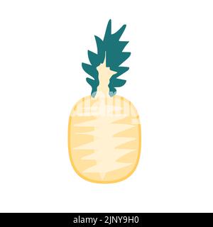 A cut pineapple, a ripe piece of tropical fruit. Stock Vector