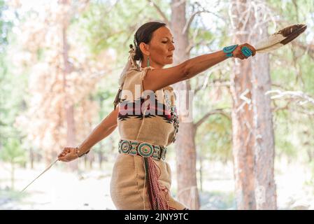 Jeneda Benally performing at the 70th Annual Navajo Festival of Arts & Culture in Flagstaff, Arizona, USA. Stock Photo