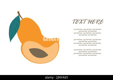 Ripe mango with a slice in a cut on an isolated background for an inscription. Stock Vector