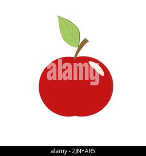 Red apple on a white background. Illustration. Stock Vector
