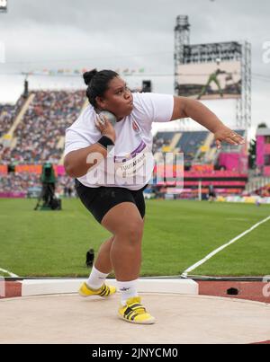 Ata Maama Tuutafaiva of Tonga competing in the women’s shot put heats at the Commonwealth Games at Alexander Stadium, Birmingham, England, on 2nd Augu Stock Photo