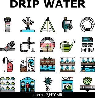 water system irrigation sprinker icons set vector Stock Vector Image ...