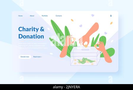 Fundraiser layout websites. Online fundraising creative medical banner template, mobile donations volunteers charity contributor social help endowment, vector illustration of fundraising banner Stock Vector