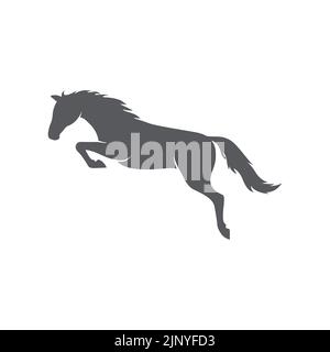 Horse realistic silhouette logo design. Horse pictogram. Side view of horse. Vector illustration Stock Vector
