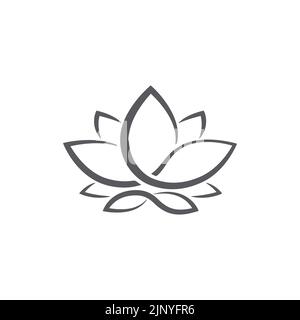 linear lotus logo templates. Vector floral linear lotus logo. Design lotus flower outline. Vector illustration. Lotus icon. Stock Vector