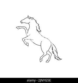 Horse linear silhouette logo design. Horse line art pictogram. linear Side view of horse. Vector illustration Stock Vector