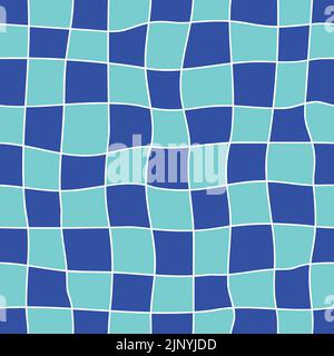 vector hand draw blue mosaic square checkered background or texture Stock Vector