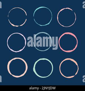 Creative pastel hand made round. Abstract colorful geometric composition of rings Stock Vector