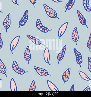 Colorful pastel feathers or leaves. Seamless vector pattern. Endless texture for baby swaddle blankets, bibs, bed linen, fabric, scrapbook Stock Vector