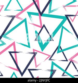 Seamless pastel geometric pattern of triangles by hand background. Modern  design for paper, cover, fabric, interior decor and other users. Vector ill Stock Vector