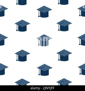 graduation hat doodle seamless pattern background Stock Vector