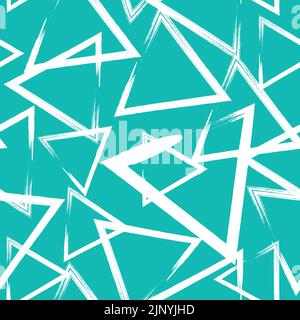 Blue and white seamless geometric tribal triangle. Hand drawn pastel background pattern in vector. Modern  design for paper, cover, fabric, interior d Stock Vector