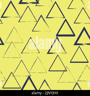 Seamless geometric tribal triangle hand drawn. Black and yellow background pattern in vector Stock Vector