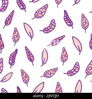 Colorful pastel feathers or leaves. Seamless vector pattern. Endless texture for baby swaddle blankets, bibs, bed linen, fabric, scrapbook Stock Vector