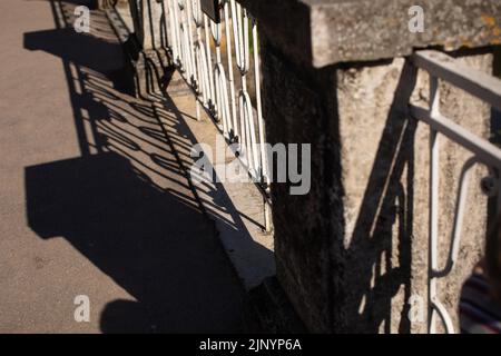 Shadows from trees on a plastered wall Stock Photo