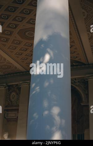 Shadows from trees on a plastered wall Stock Photo