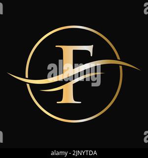 Modern unique creative letter F logo design, Minimalist F Luxury monogram initial based vector icon Stock Vector