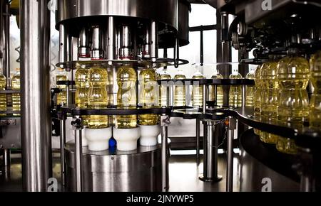 Factory for the production of edible oils. Shallow DOFF. Ukraine Stock Photo