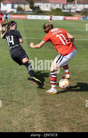 Catford, UK. 14th Aug, 2022. The Oakwood Stadium, Catford, 14 aug 2022 Angela Addison (CHA) and Yui Hasegawa (WHU) during a friendly game in August 2022 (Bettina Weissensteiner/SPP) Credit: SPP Sport Press Photo. /Alamy Live News Stock Photo