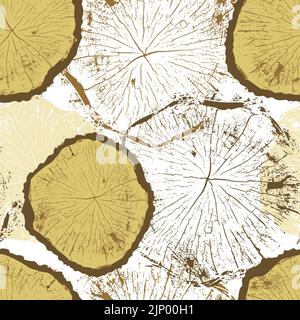 Saw cut tree seamless pattern. Vector illustration Stock Vector