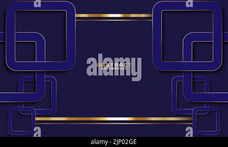 luxury blue background with gold shape geometric, space area Stock Vector