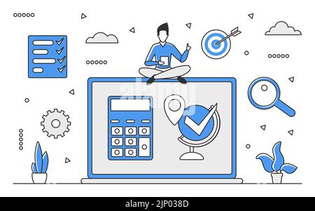 Global international business work. Companies collaboration, worldwide partners network vector monocolor illustration Stock Vector