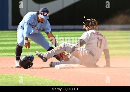 CLEVELAND, OH - MAY 22: Chicago White Sox third baseman Yoan Moncada (10)  catches a foul ball hit by Cleveland Guardians designated hitter Jose  Ramirez (11) (not pictured) for an out during