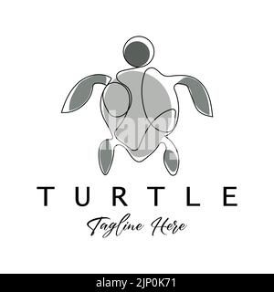 Sea Turtle Logo Design Protected Amphibian Marine Animal Icon Illustration, Vector Brand Corporate Identity Stock Vector