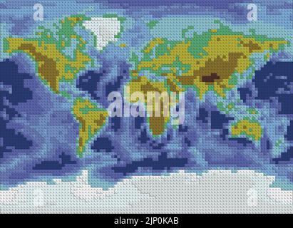 World map from many toy bricks Stock Vector
