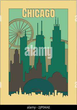 Chicago travel poster Vintage style Stock Vector