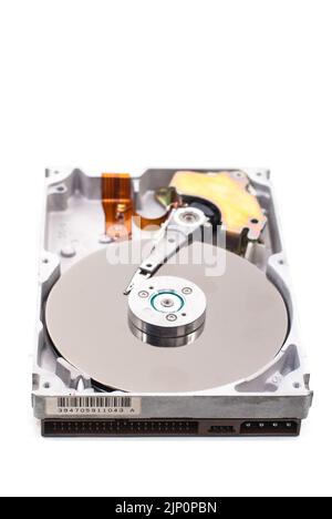 real open hard drive isolated on white background Stock Photo