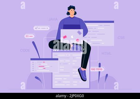 Programming code windows symbol technology in black and white Stock ...