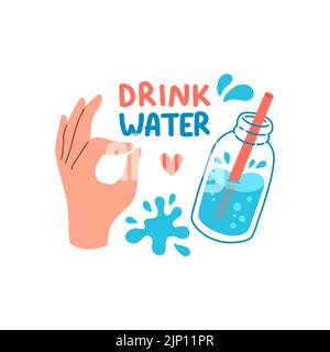 Drink more water quote flat design vector Stock Vector