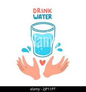 Drink more water quote flat design vector Stock Vector