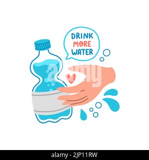 Drink more water quote flat design vector Stock Vector