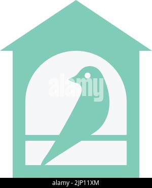 Bird House Silhouette Icon Illustration Logo Design Stock Vector