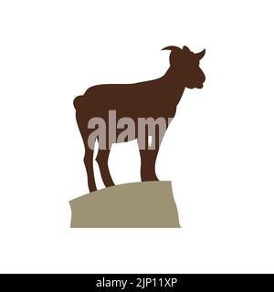 Goat silhouette vector illustration logo design Stock Vector