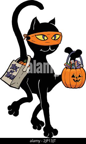 cartoon black cat in ninja cartoon Stock Vector