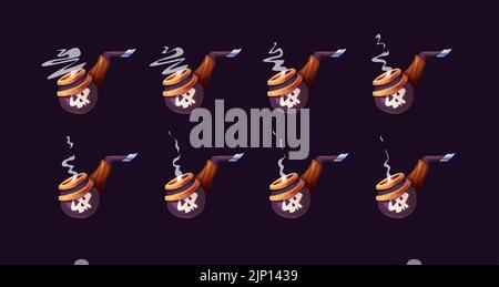 Pirate smoking pipe cartoon vector illustration. Animation sprites set for game. Stock Vector