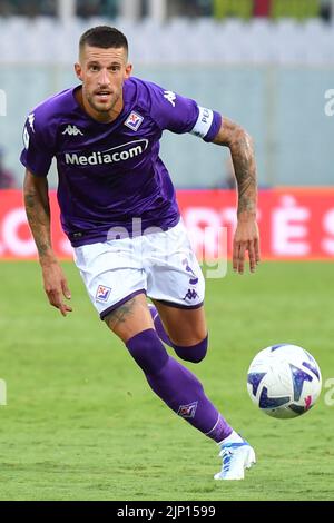 Artemio Franchi stadium, Florence, Italy, August 14, 2022, Cristiano Biraghi (ACF Fiorentina)  during  ACF Fiorentina vs US Cremonese - italian soccer Stock Photo