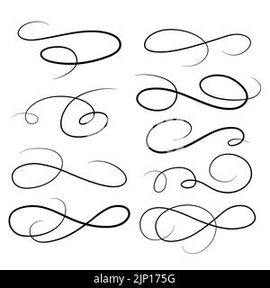 Underline swishes tail collection. Swoosh element for sport, logo design. Vector hand drawn illustration Stock Vector