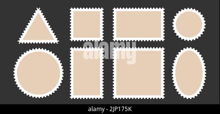 Stamp Of Post Postcard Template Shape With Frame Of Postage Blank Postal  Card With Border Vintage Mail With Perforated Edge Letter Sticker Label For  Postmark Delivery Correspondence Vector Stock Illustration - Download