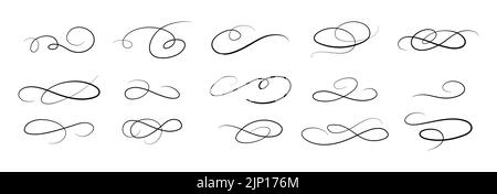 Underline swishes tail collection. Swoosh element for sport, logo design. Vector hand drawn illustration Stock Vector