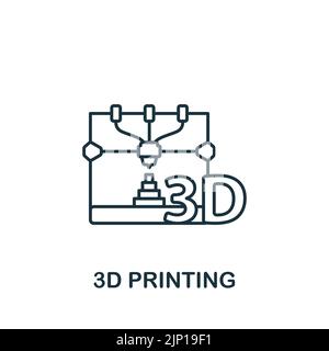 3D Printing icon. Monochrome simple line Future Technology icon for templates, web design and infographics Stock Vector