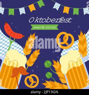 Flat illustration for oktoberfest festival Vector illustration Stock Vector