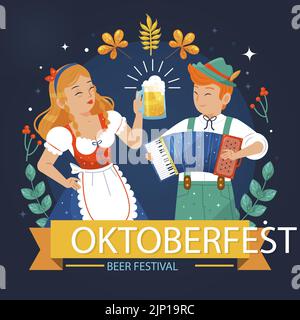Flat illustration for oktoberfest festival Vector illustration Stock Vector