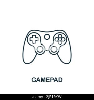 Gamepad icon. Monochrome simple line Game Element icon for templates, web design and infographics Stock Vector