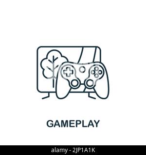 Gameplay icon. Monochrome simple line Game Element icon for templates ...