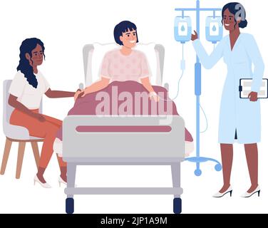 Doctor visiting patient during recovery semi flat color vector characters Stock Vector