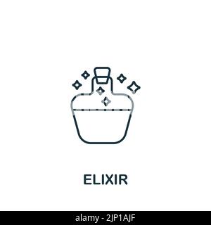 Elixir icon. Monochrome simple line Game Element icon for templates, web design and infographics Stock Vector